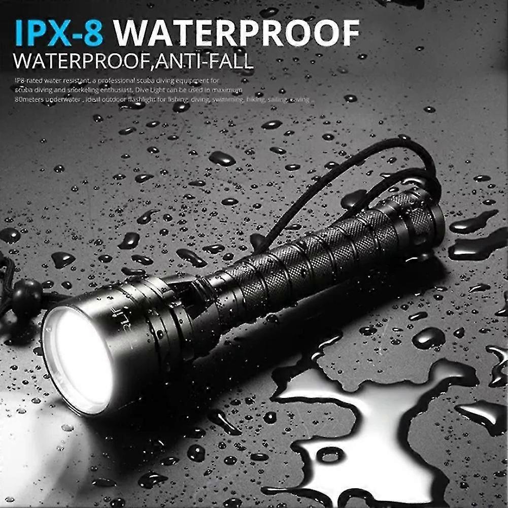 IPX8 Waterproof Amphibious LED Flashlight Lightweight Diving Torch for Outdoor Activities V1263-JX-4320