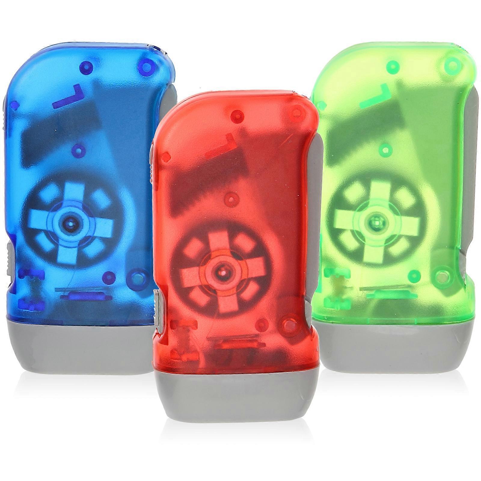3pcs Hand Crank Flashlights Small 3-LED Emergency Colorful Portable Flashlights V1263-JX-4321