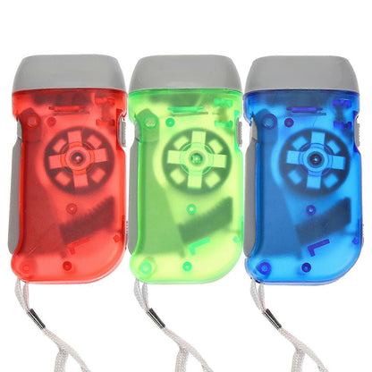 3pcs Hand Crank Flashlights Small 3-LED Emergency Colorful Portable Flashlights V1263-JX-4321