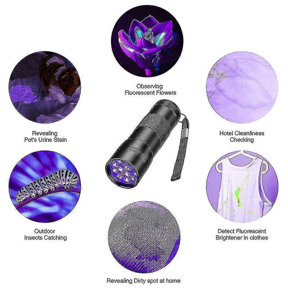 12 LED UV Flashlight Purple Ultraviolet Torch for Detection or Cleaning Use V1263-JX-4323
