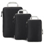 3pcs Compression Packing Cubes Suitcase Organiser Luggage Storage Bags - Black V1263-JX-4328