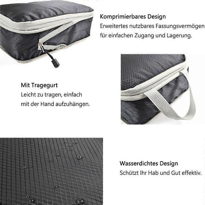 3pcs Compression Packing Cubes Suitcase Organiser Luggage Storage Bags - Black V1263-JX-4328