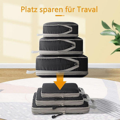 3pcs Compression Packing Cubes Suitcase Organiser Luggage Storage Bags - Black V1263-JX-4328