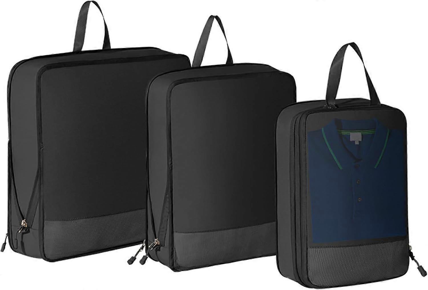 3pcs Compression Packing Cubes Expandable Luggage Organizers for Travel V1263-JX-4334