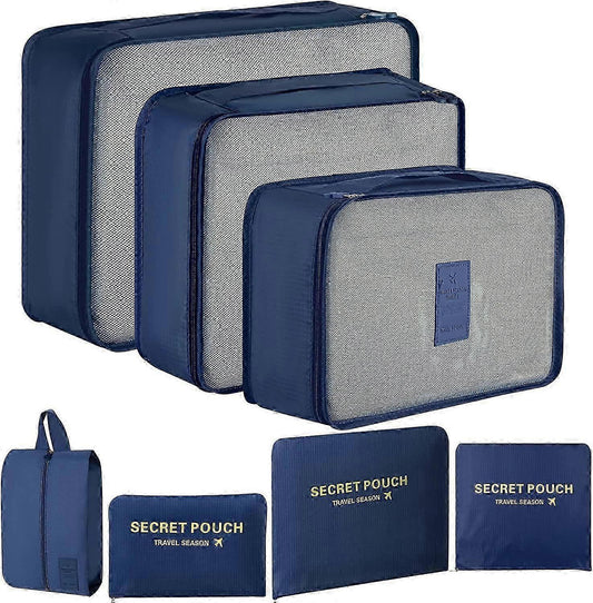 7pcs Packing Cubes for Suitcase Light Blue Compression Travel Organiser Set V1263-JX-4335