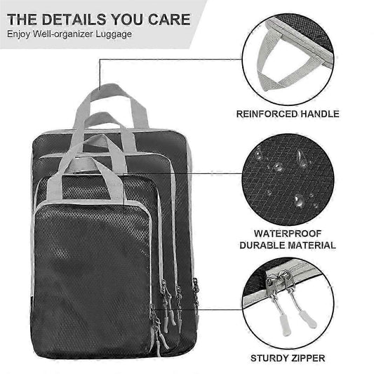 4pcs Ultralight Compression Packing Cubes for Carry-On Suitcase Travel Bags V1263-JX-4339