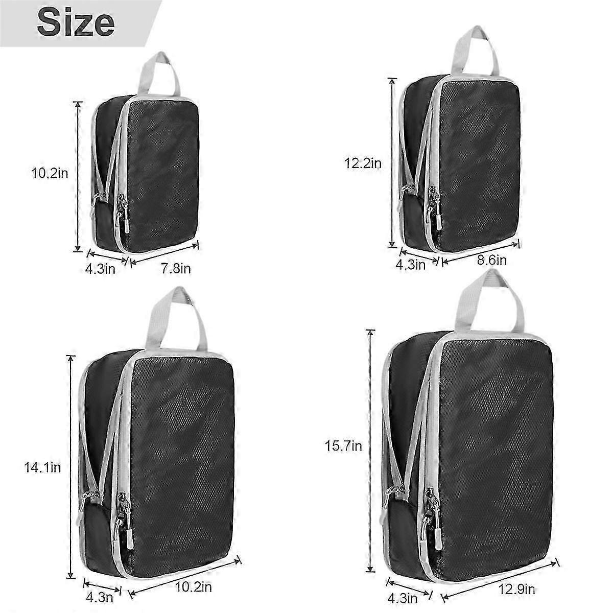 4pcs Ultralight Compression Packing Cubes for Carry-On Suitcase Travel Bags V1263-JX-4339