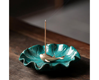 Incense Burner Handmade Decorative Ceramic Lotus Holder-I V1263-JX-434
