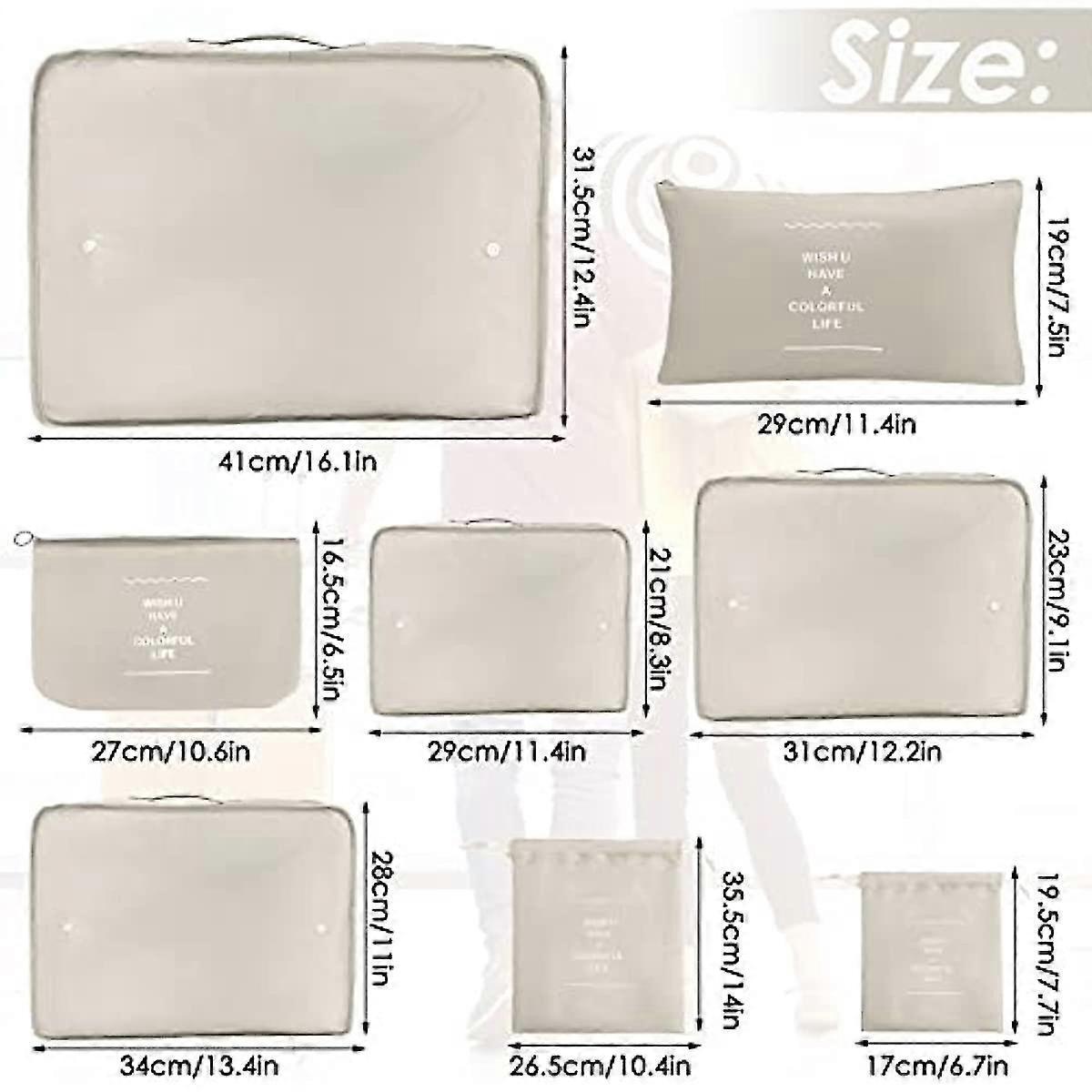 8pcs Packing Cubes for Suitcases Travel Compression Organizer for Clothes, Shoes & More V1263-JX-4340