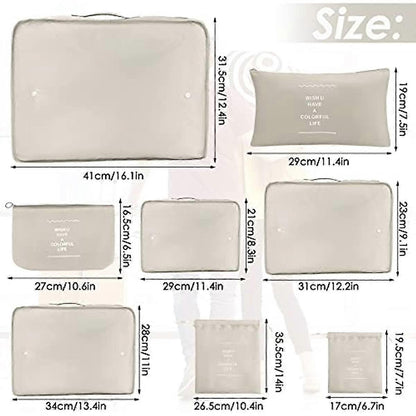 8pcs Packing Cubes for Suitcases Travel Compression Organizer for Clothes, Shoes & More V1263-JX-4340