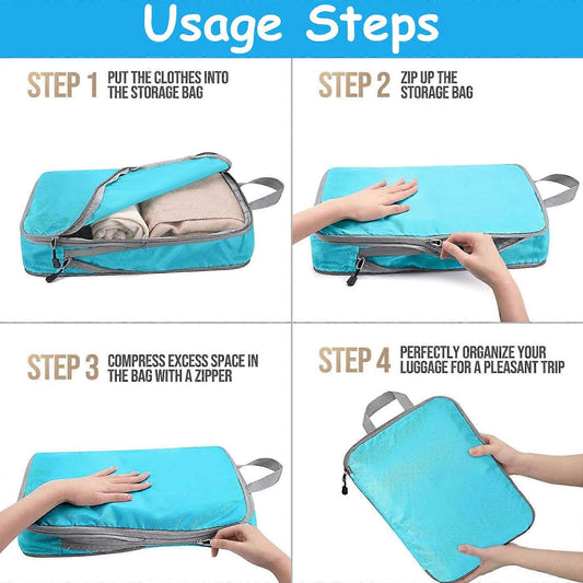 4pcs Compression Packing Cubes with Zipper Travel Luggage Organizer Set V1263-JX-4343
