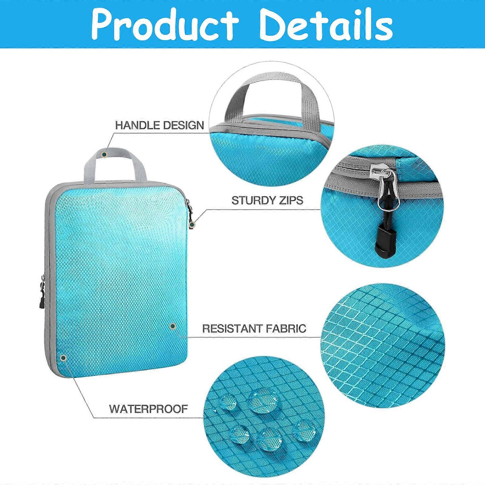 4pcs Compression Packing Cubes with Zipper Travel Luggage Organizer Set V1263-JX-4343