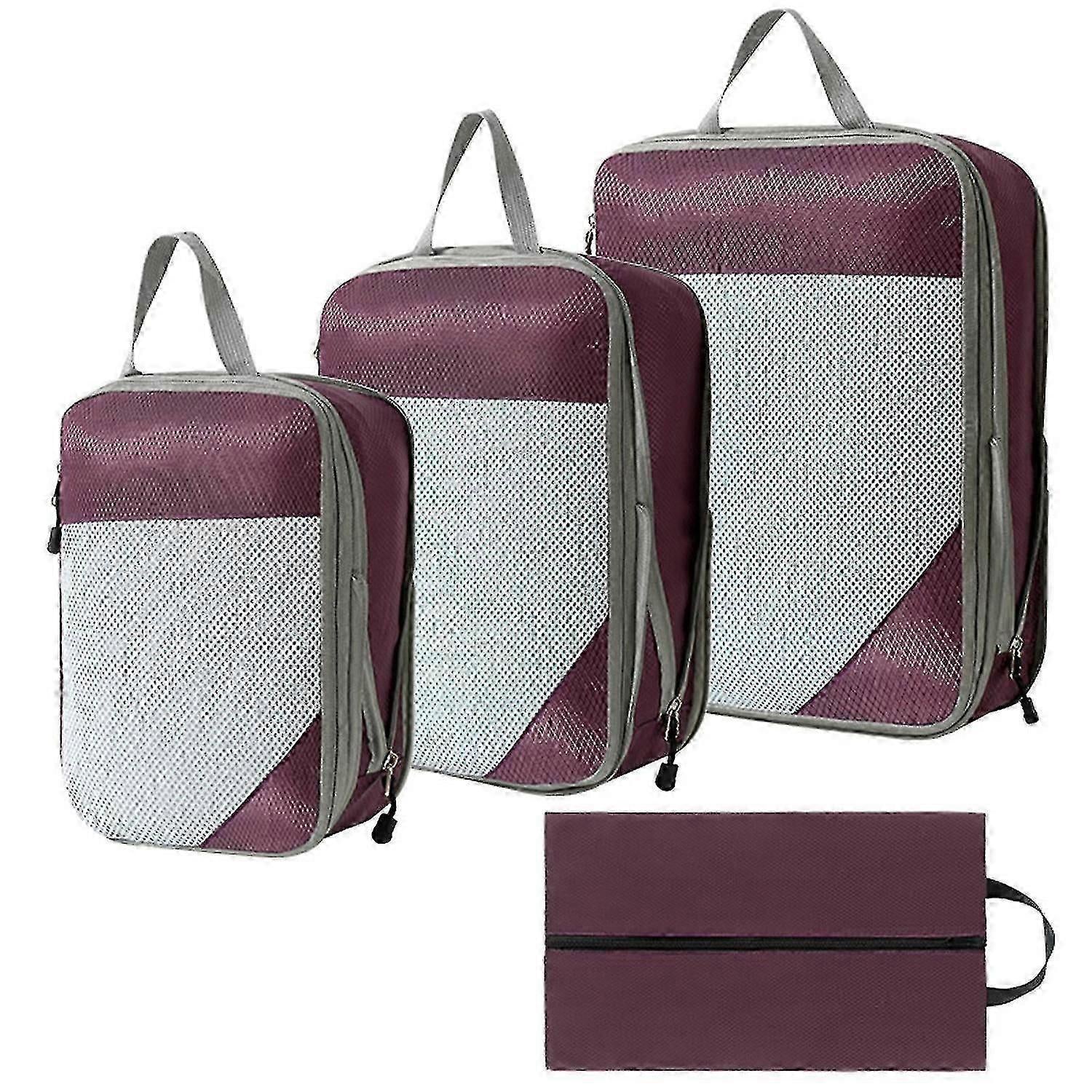 4pcs Extensible Compression Packing Cubes Suitcase Organizer for Travel V1263-JX-4345