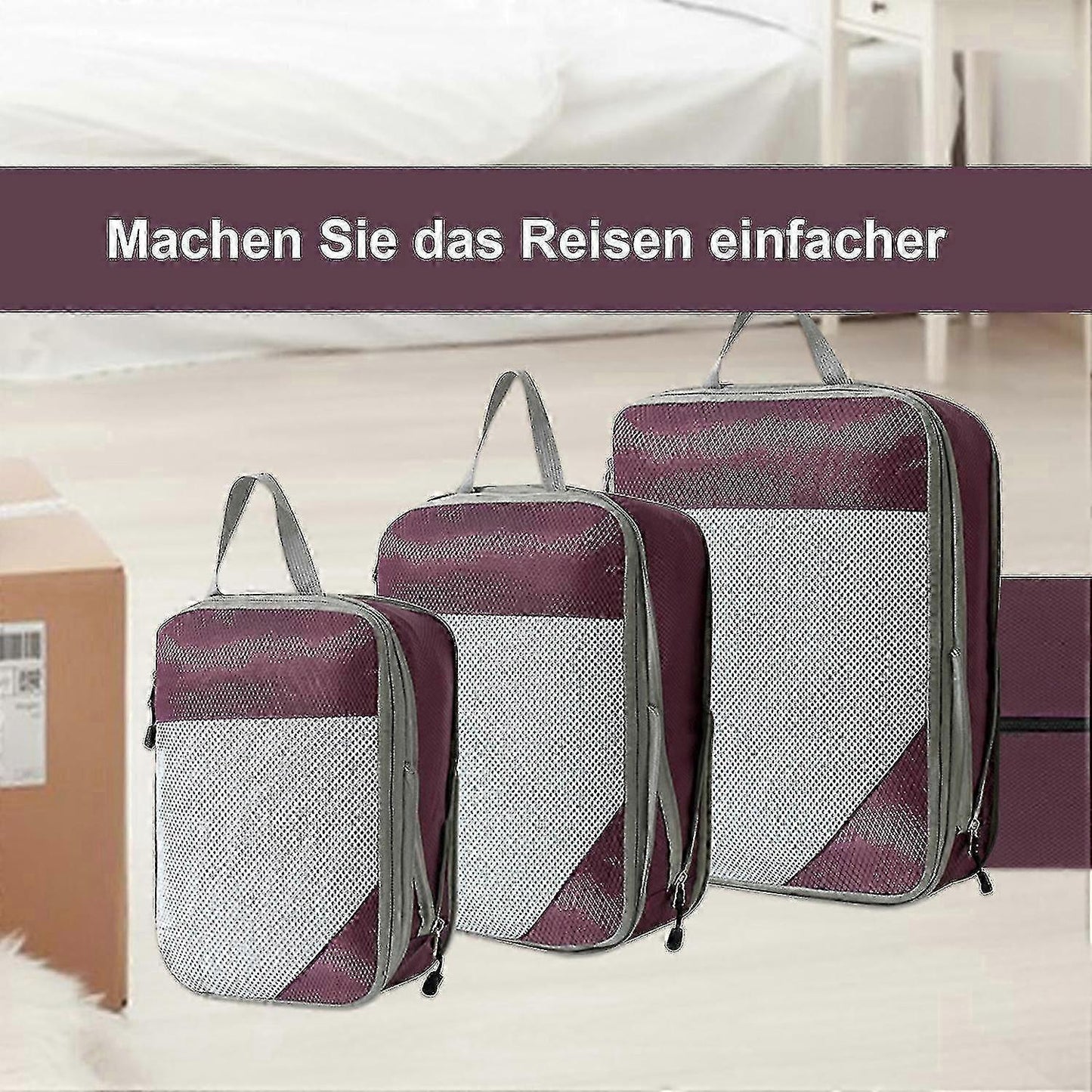 4pcs Extensible Compression Packing Cubes Suitcase Organizer for Travel V1263-JX-4345