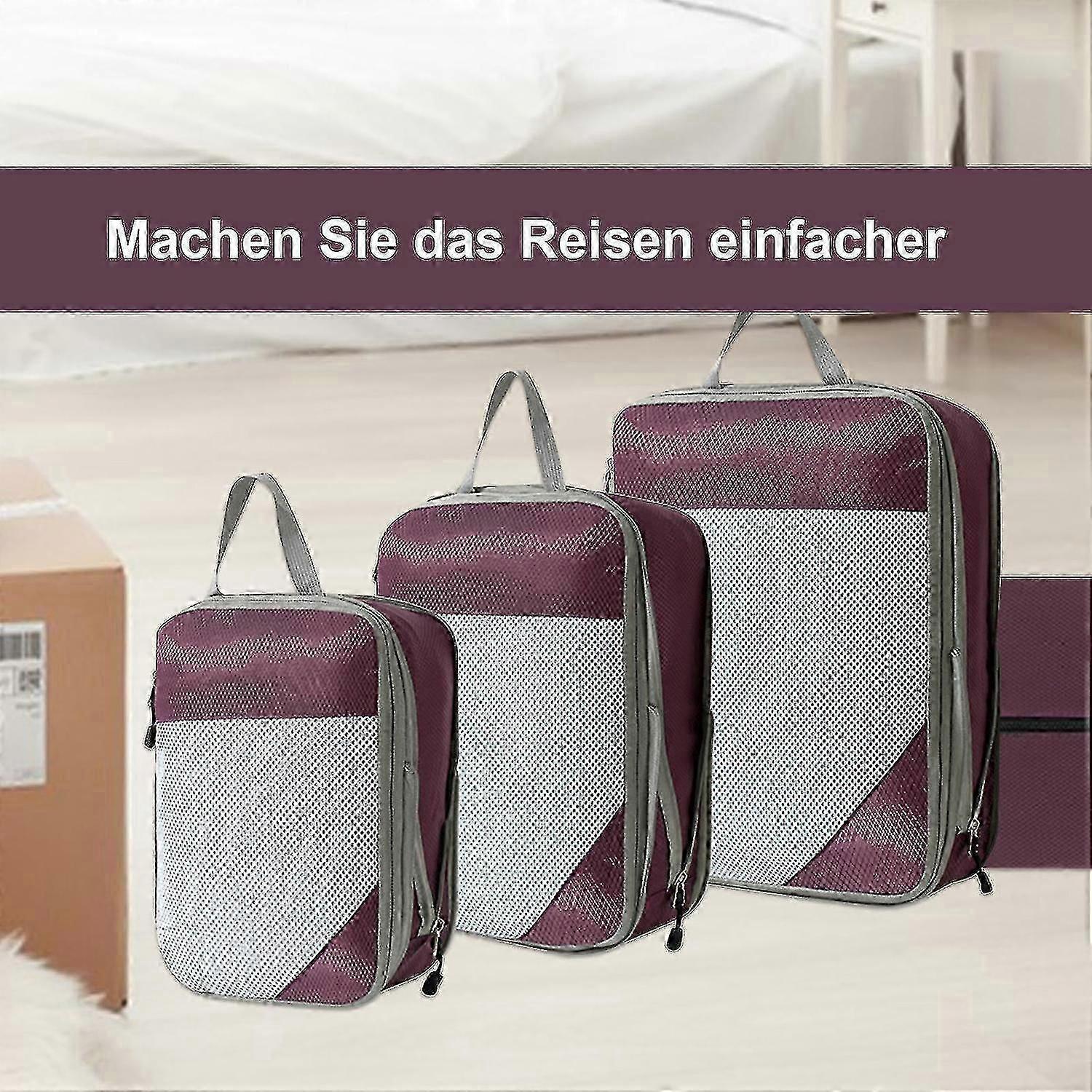 4pcs Extensible Compression Packing Cubes Suitcase Organizer for Travel V1263-JX-4345