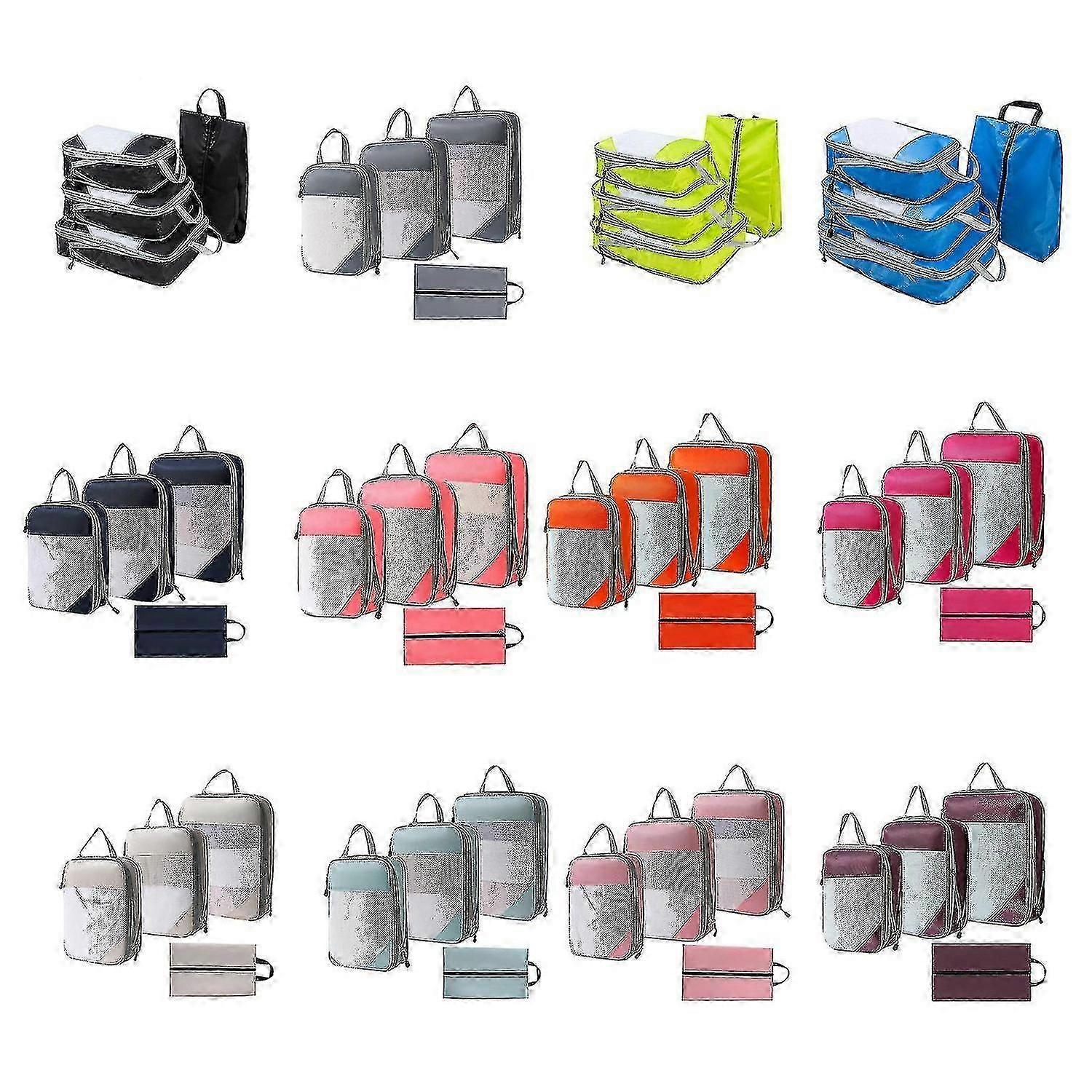 4pcs Extensible Compression Packing Cubes Suitcase Organizer for Travel V1263-JX-4345