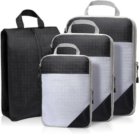 Compression Packing Cubes for Suitcase Extensible Organiser Set - Black V1263-JX-4347