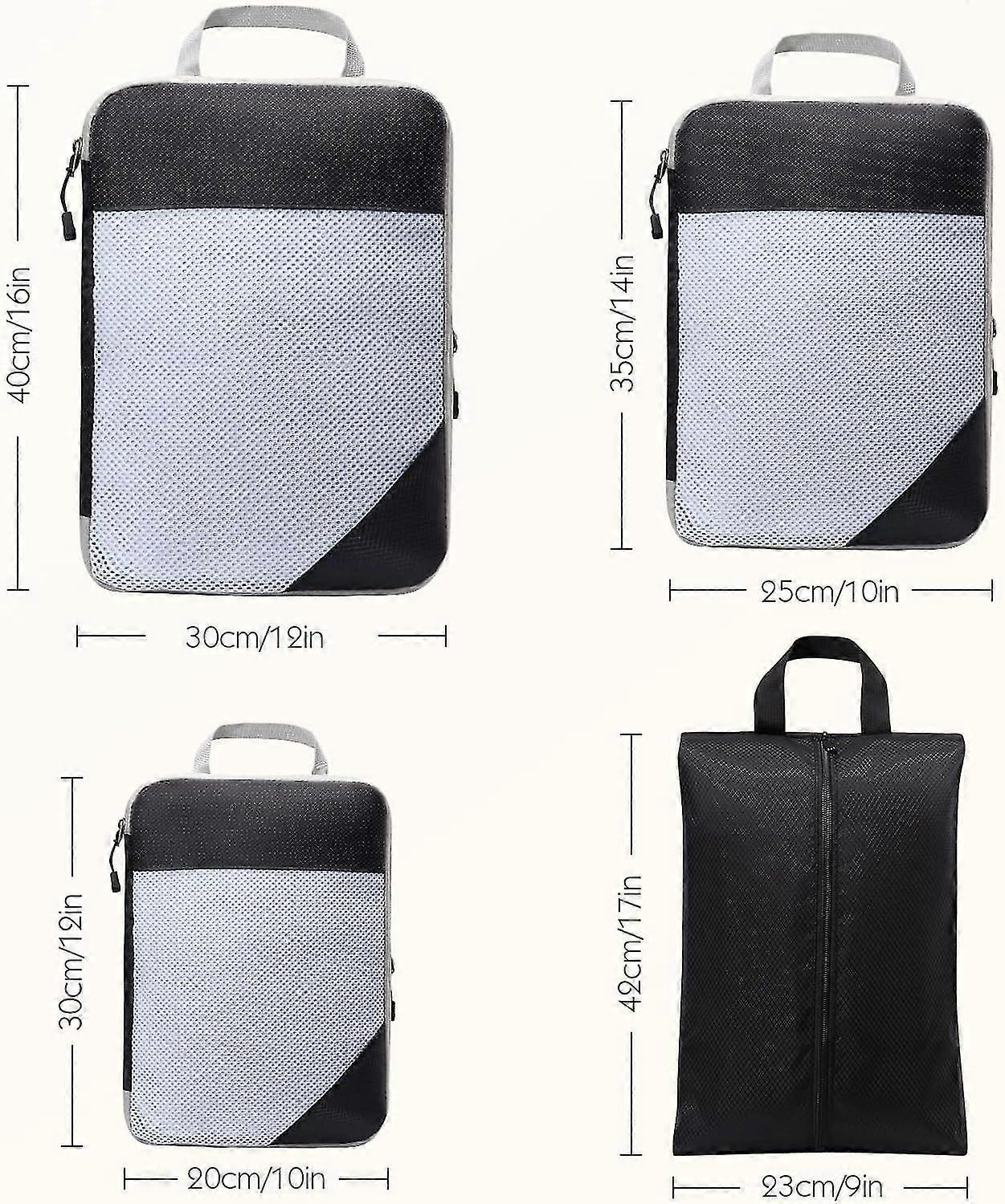 Compression Packing Cubes for Suitcase Extensible Organiser Set - Black V1263-JX-4347