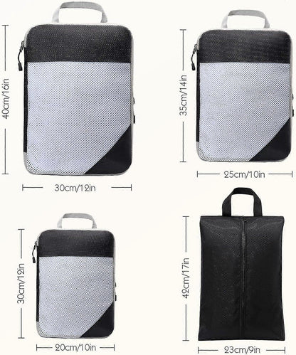 Compression Packing Cubes for Suitcase Extensible Organiser Set - Black V1263-JX-4347