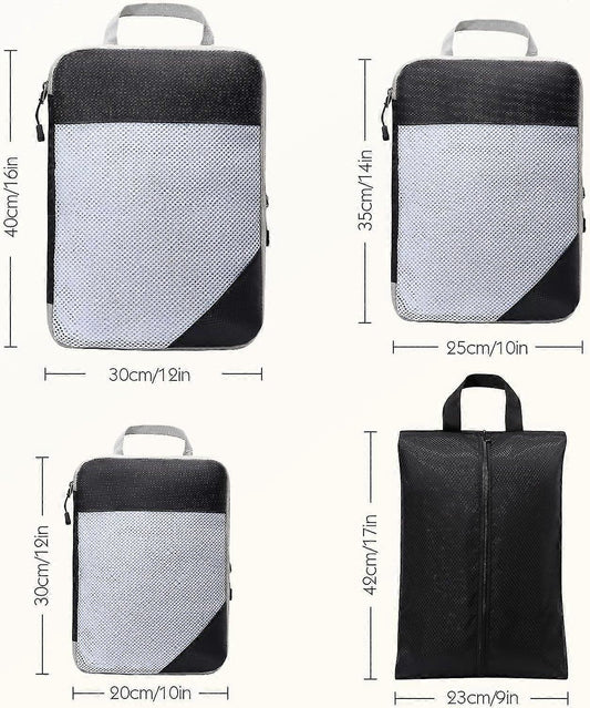 Compression Packing Cubes for Suitcase Extensible Organiser Set - Black V1263-JX-4347