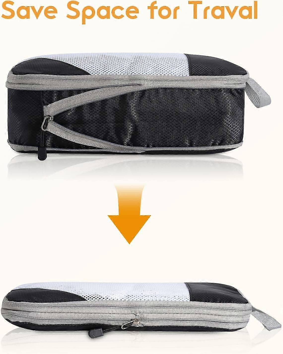 Compression Packing Cubes for Suitcase Extensible Organiser Set - Black V1263-JX-4347