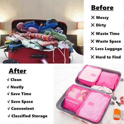 6pcs Travel Packing Cubes for Luggage Organization & Storage V1263-JX-4348