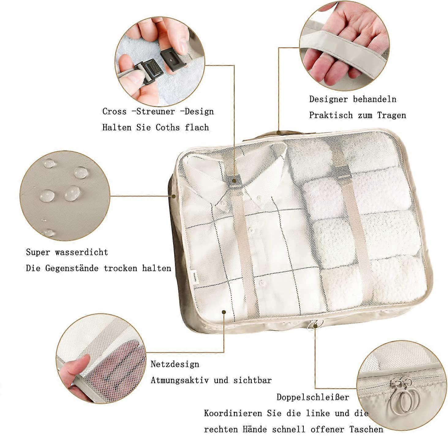 Waterproof Travel Packing Cube Suitcase Organizer Bag V1263-JX-4355