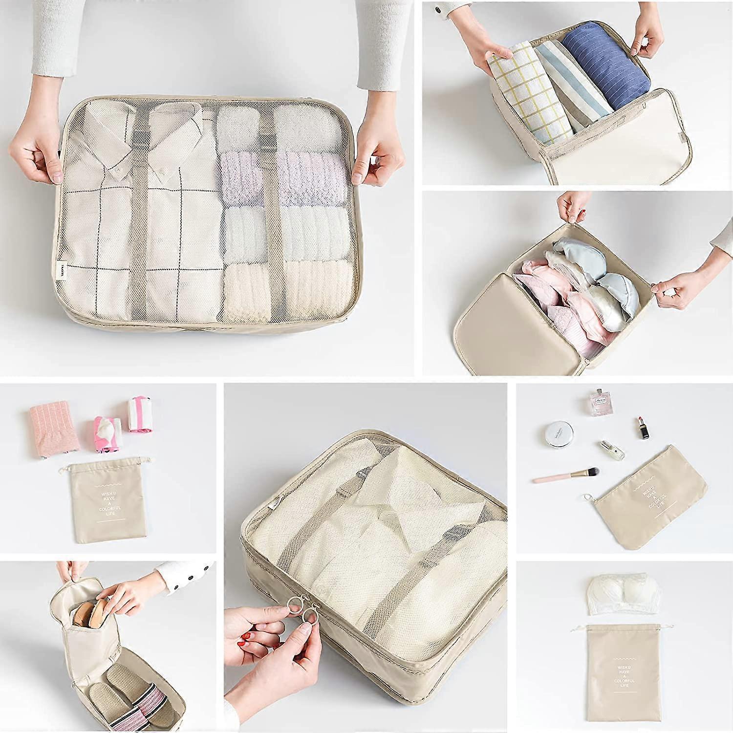Waterproof Travel Packing Cube Suitcase Organizer Bag V1263-JX-4355