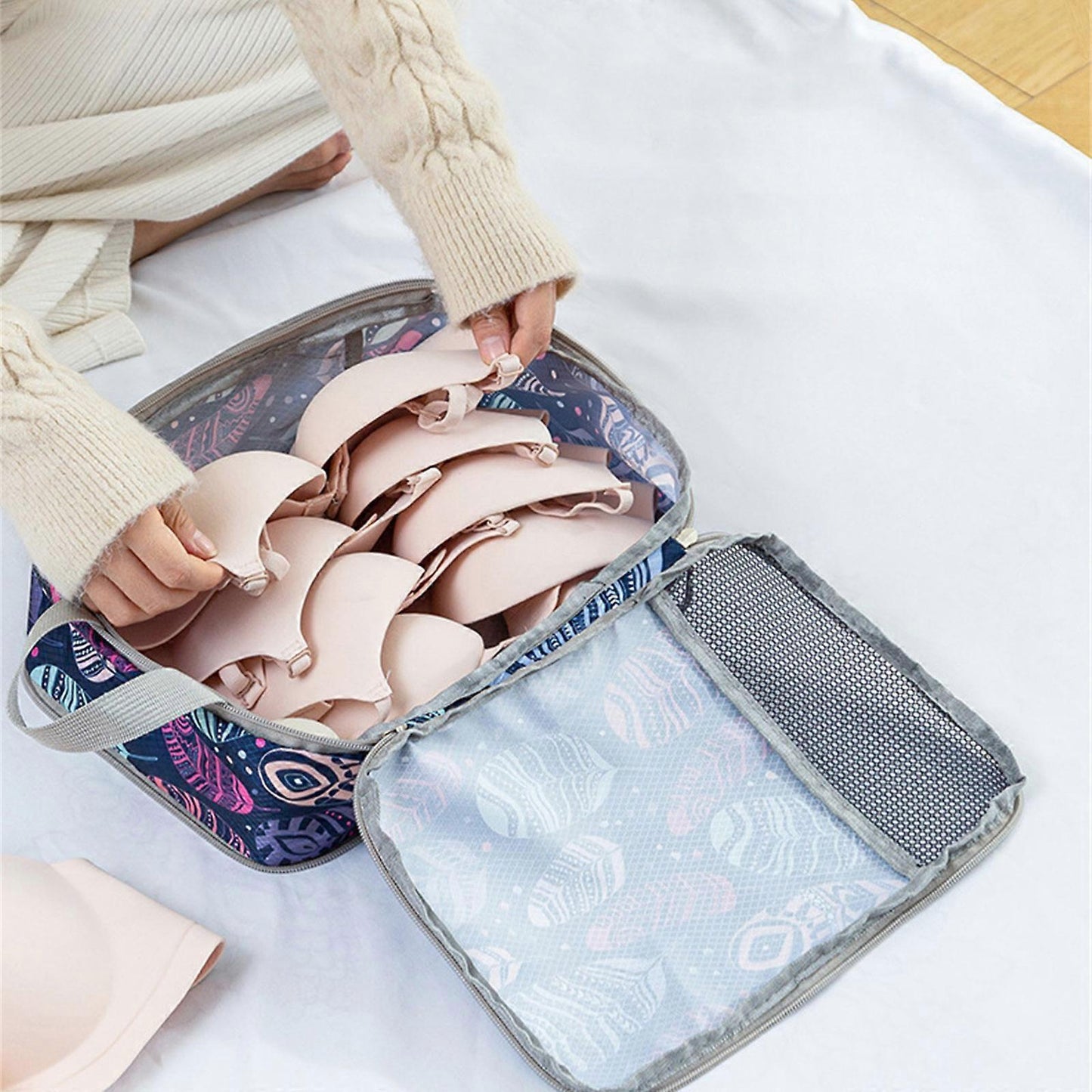 4pcs Travel & Home Packing Cubes with Printed Design for Easy Organization V1263-JX-4358