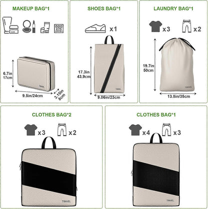 6pcs Compression Packing Cubes Set for Travel Organization V1263-JX-4359