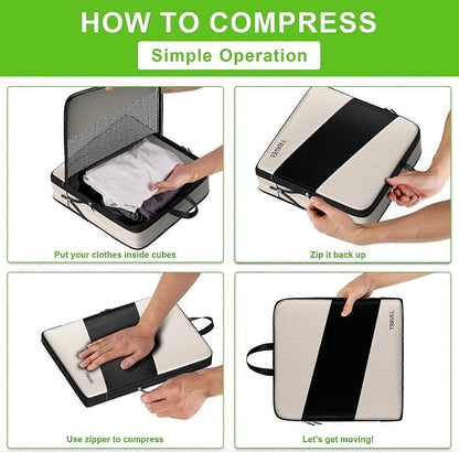 6pcs Compression Packing Cubes Set for Travel Organization V1263-JX-4359