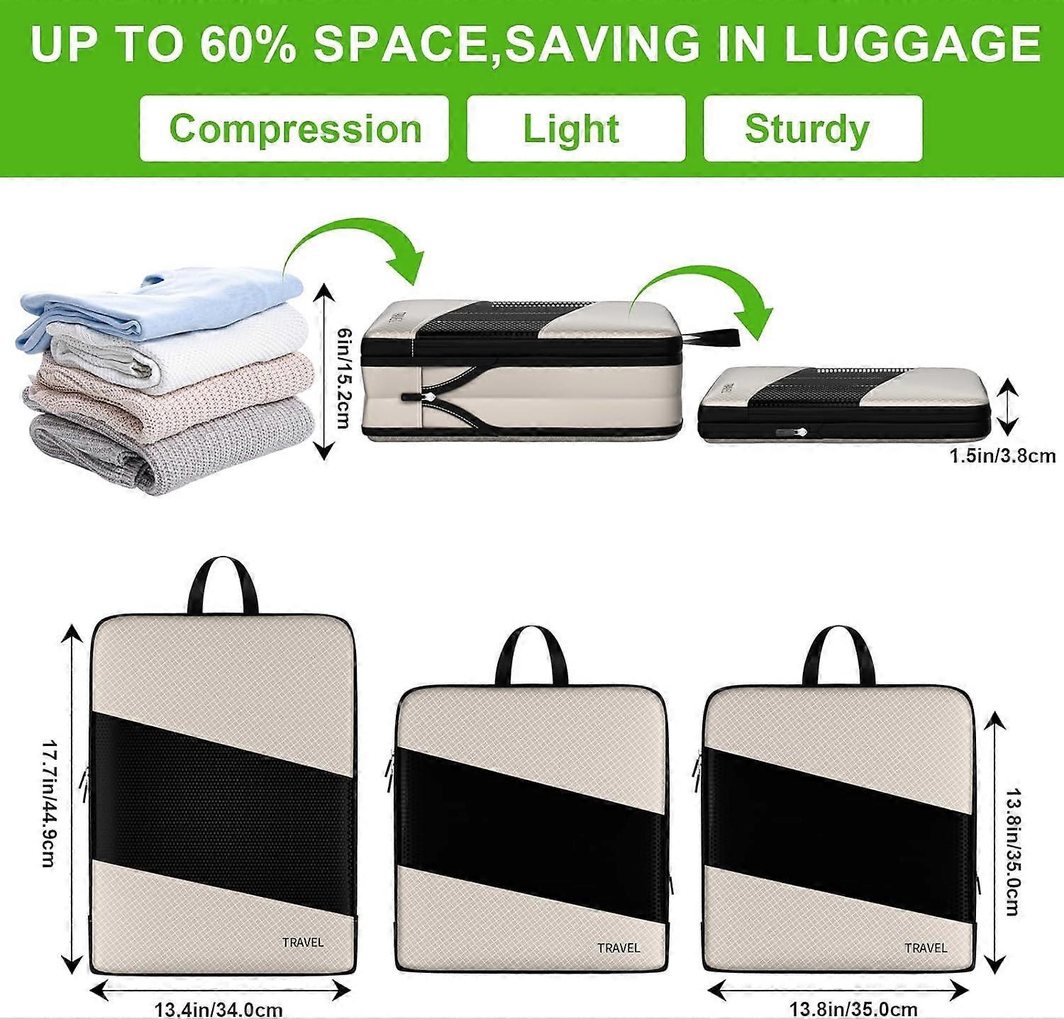 6pcs Compression Packing Cubes Set for Travel Organization V1263-JX-4359