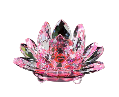 Artificial Crystal Lotus Buddhism Ornament Feng Shui Home Decor Collection Gift-Pink V1263-JX-436