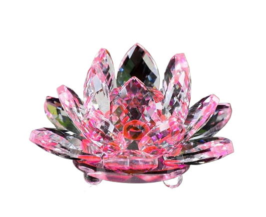 Artificial Crystal Lotus Buddhism Ornament Feng Shui Home Decor Collection Gift-Pink V1263-JX-436