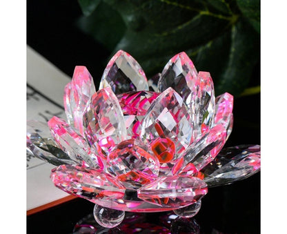 Artificial Crystal Lotus Buddhism Ornament Feng Shui Home Decor Collection Gift-Pink V1263-JX-436