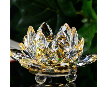 Artificial Crystal Lotus Buddhism Ornament Feng Shui Home Decor Collection Gift-Pink V1263-JX-436