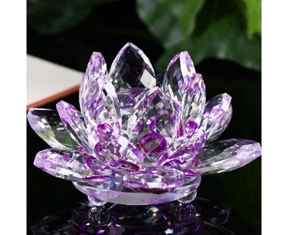 Artificial Crystal Lotus Buddhism Ornament Feng Shui Home Decor Collection Gift-Pink V1263-JX-436