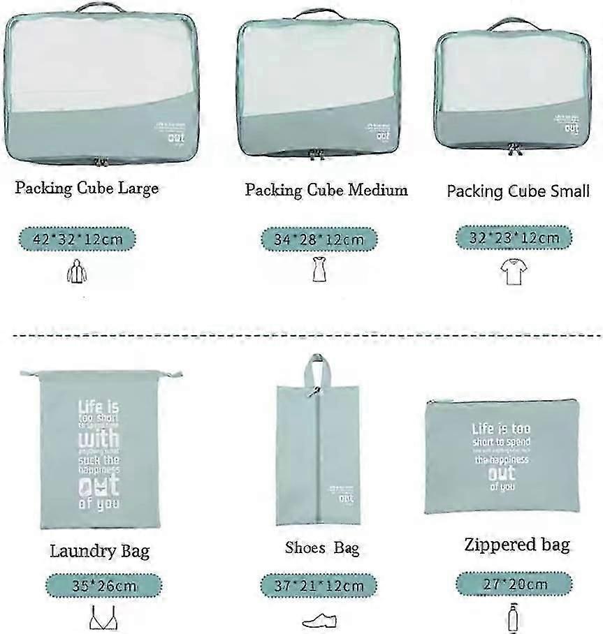 6pcs Packing Cubes for Suitcases Travel Luggage Organizer Bags - Blue V1263-JX-4360