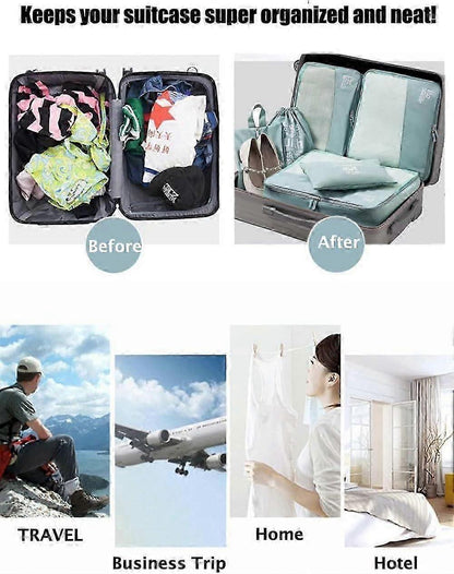 6pcs Packing Cubes for Suitcases Travel Luggage Organizer Bags - Blue V1263-JX-4360