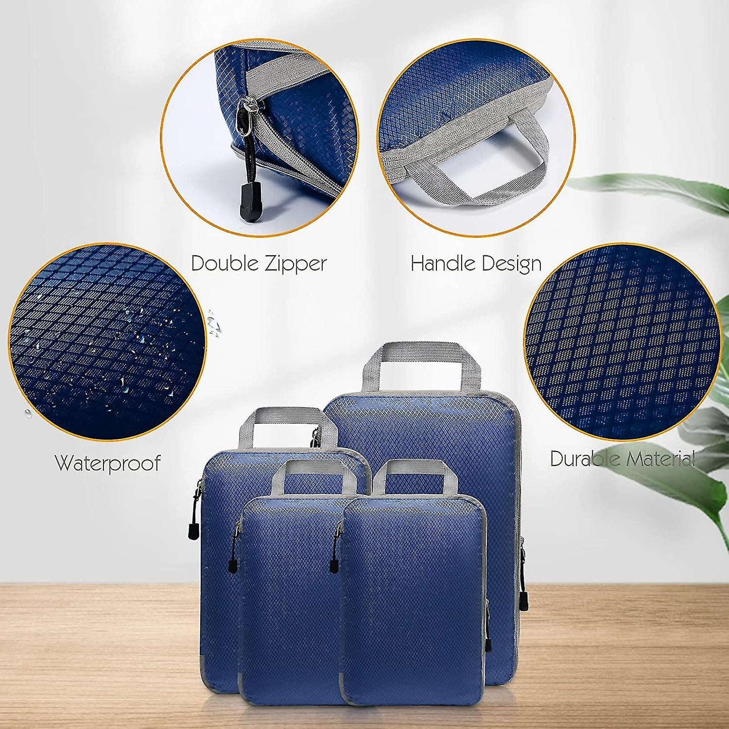 Compression Packing Cubes for Suitcases Gray Extensible Organizer Set V1263-JX-4362