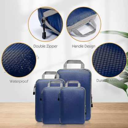 Compression Packing Cubes for Suitcases Gray Extensible Organizer Set V1263-JX-4362