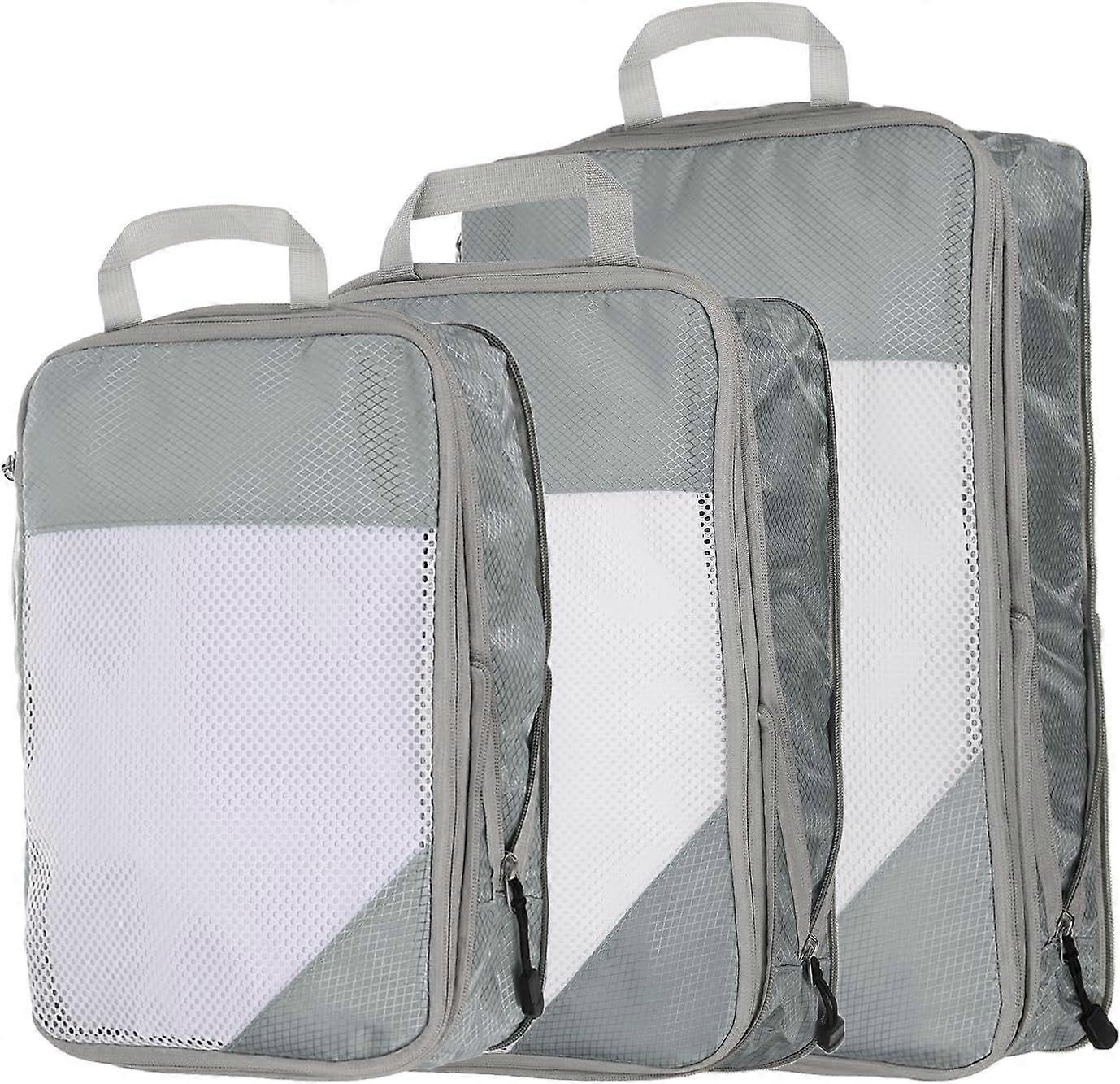3pcs Compression Packing Cubes Lightweight Suitcase Luggage Organizers V1263-JX-4365