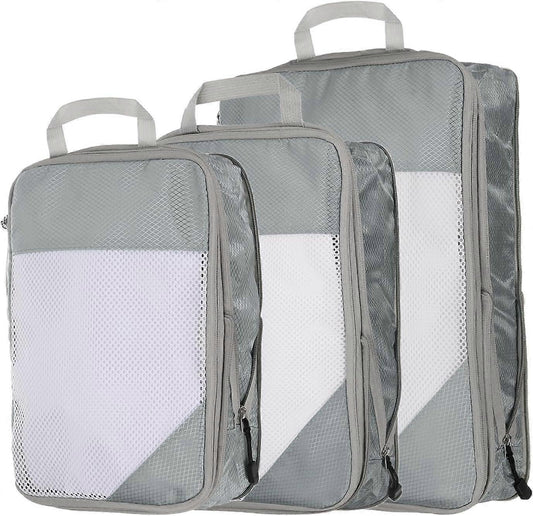 3pcs Compression Packing Cubes Lightweight Suitcase Luggage Organizers V1263-JX-4365