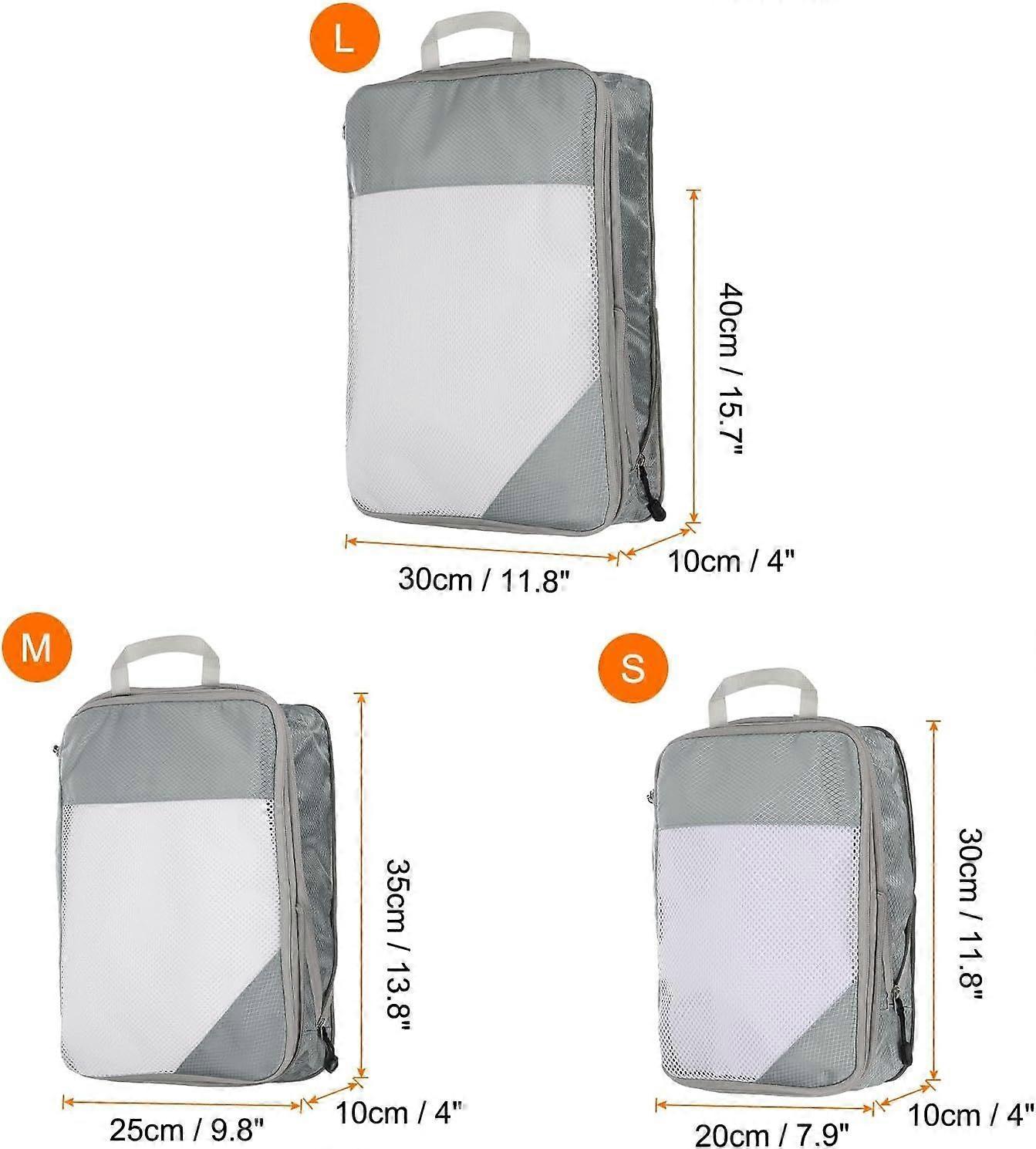 3pcs Compression Packing Cubes Lightweight Suitcase Luggage Organizers V1263-JX-4365