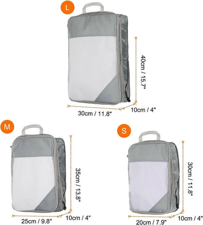 3pcs Compression Packing Cubes Lightweight Suitcase Luggage Organizers V1263-JX-4365
