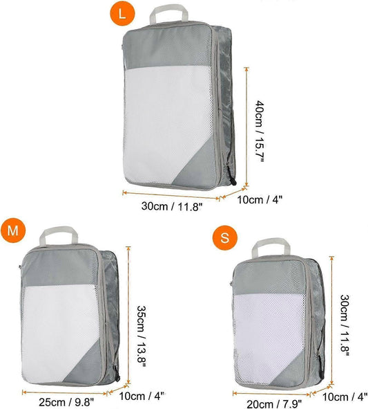 3pcs Compression Packing Cubes Lightweight Suitcase Luggage Organizers V1263-JX-4365