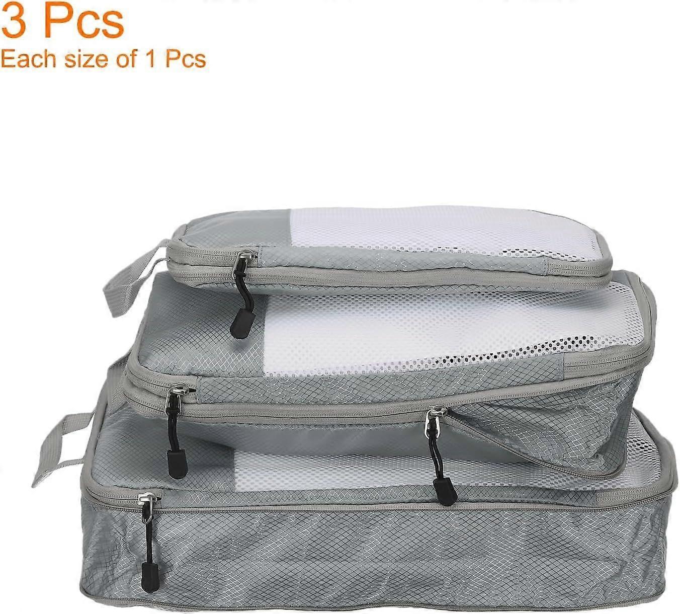 3pcs Compression Packing Cubes Lightweight Suitcase Luggage Organizers V1263-JX-4365