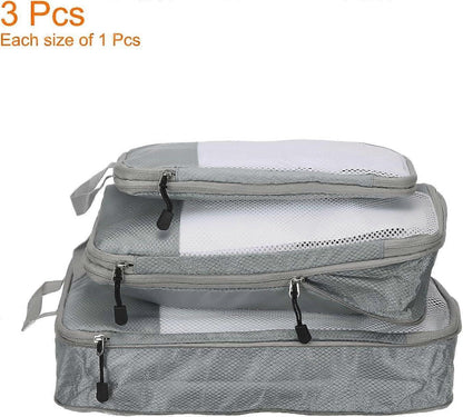 3pcs Compression Packing Cubes Lightweight Suitcase Luggage Organizers V1263-JX-4365