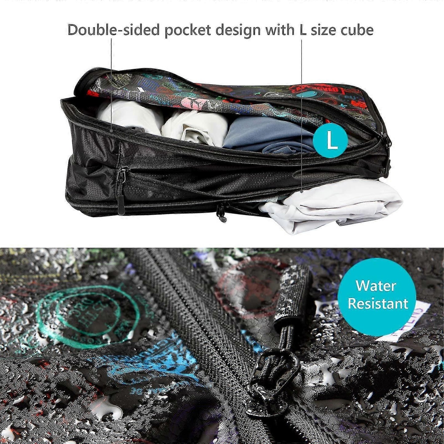 Compression Packing Cubes with Shoe Bag Foldable Luggage Storage Organizer V1263-JX-4366