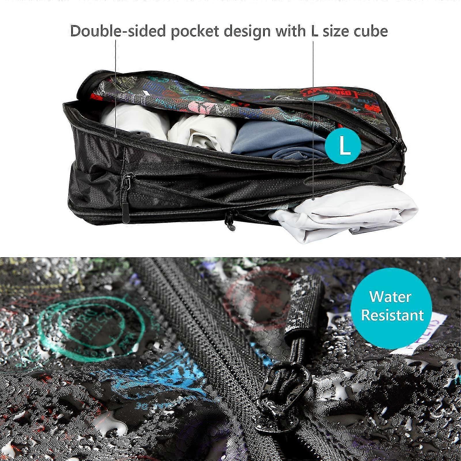 Compression Packing Cubes with Shoe Bag Foldable Luggage Storage Organizer V1263-JX-4366